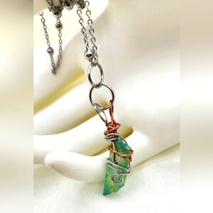 Custom Made Necklace,angel Aura Quartz,24in